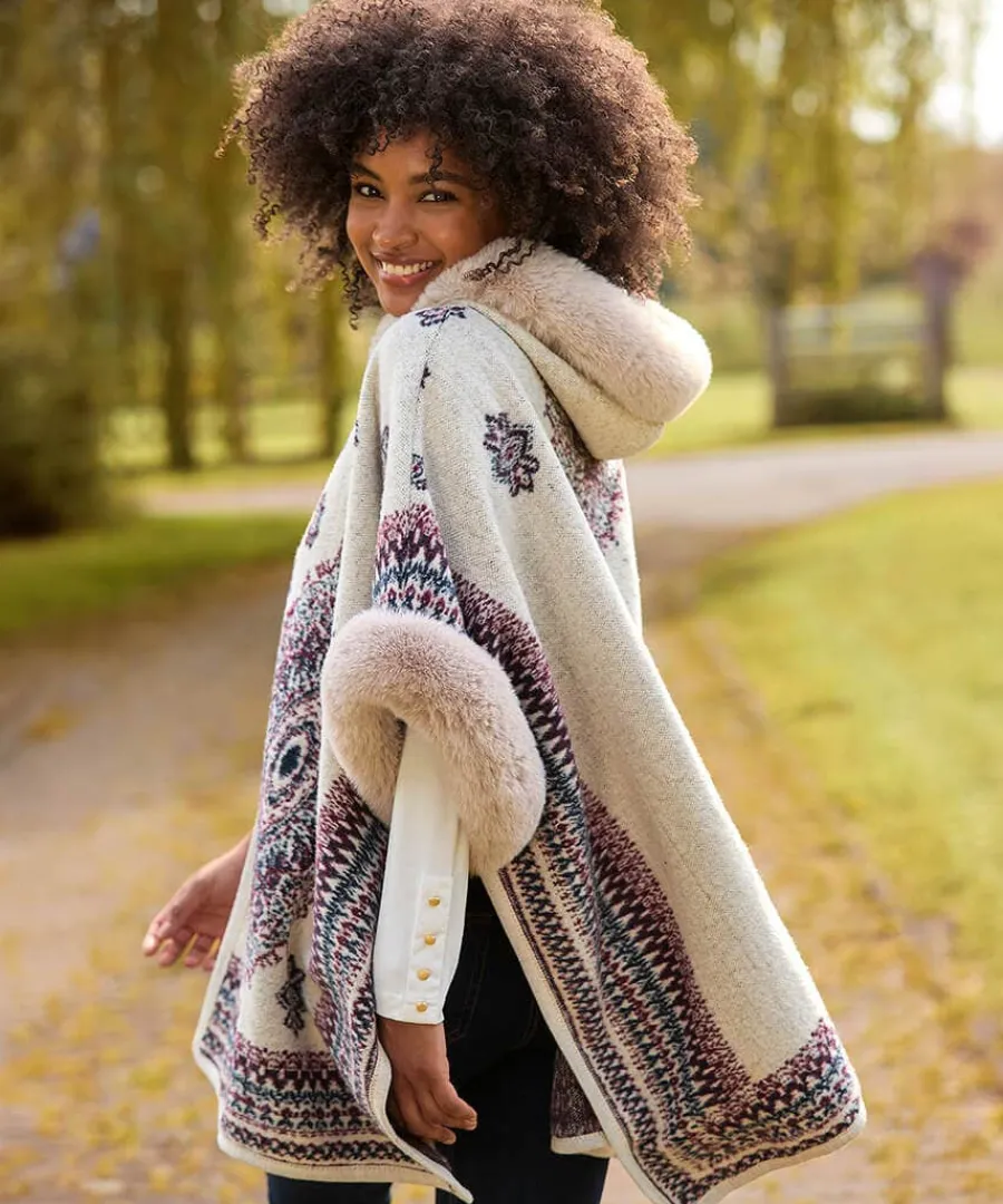 all_the_drama_hooded_cape_4.webp Shop Joe Browns All The Drama Hooded Cape Cream Multi
