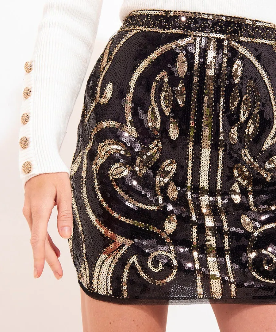 all_the_sparkles_mini_ski_2.webp Online Joe Browns All The Sparkles Mini Skirt Gold