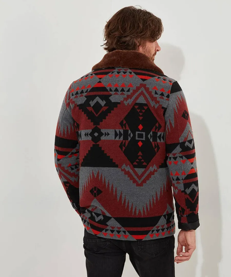aztec_fur_collar_coat_4.webp Discount Joe Browns Aztec Fur Collar Coat Multi