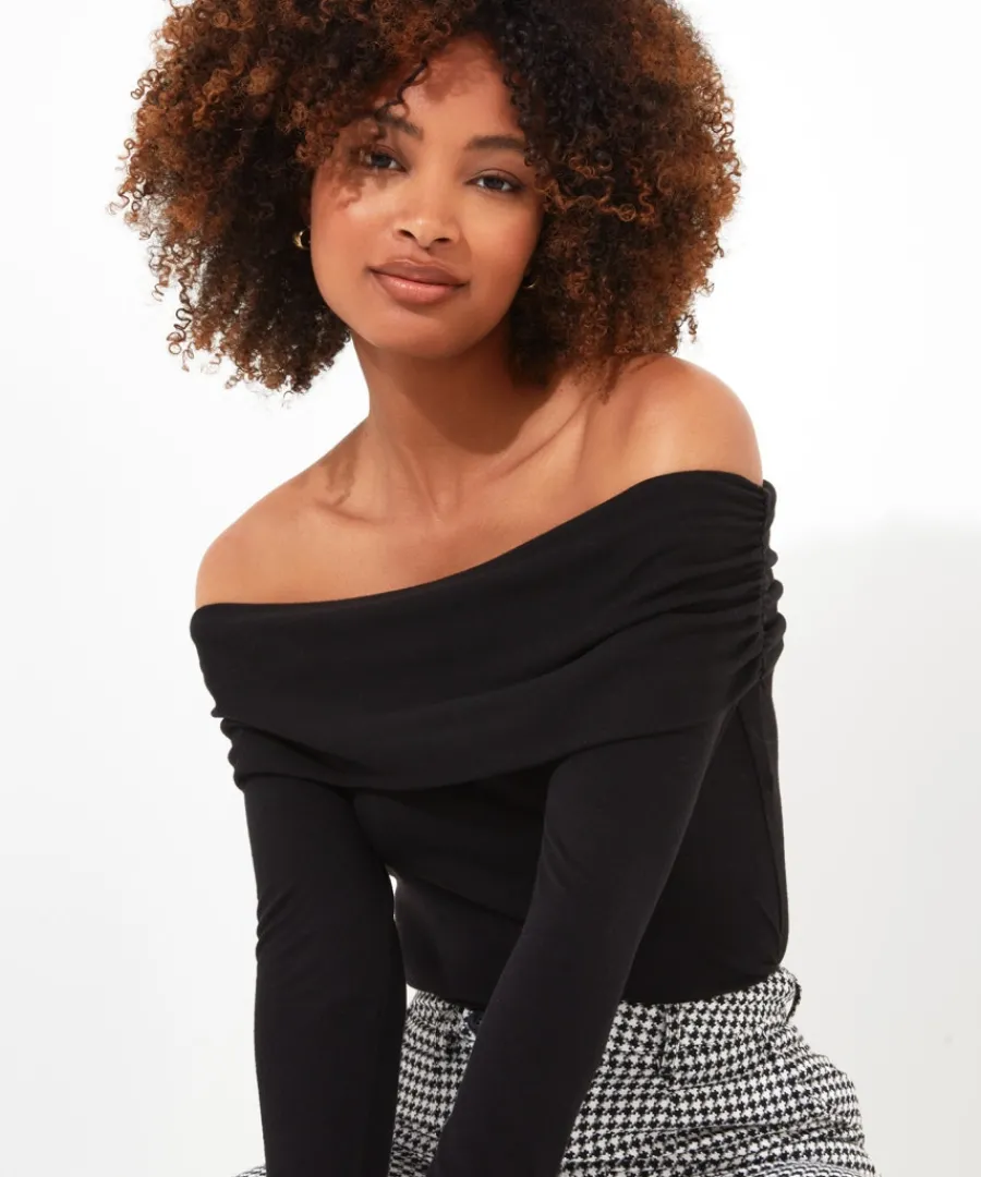bardot_jersey_top_4.webp Store Joe Browns Bardot Jersey Top Black / Orange