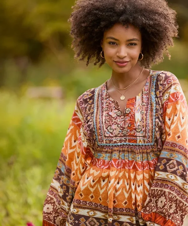 New Joe Browns Beautiful Boho Blouse Burnt Orange