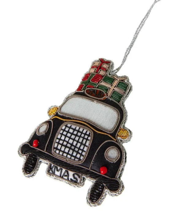 Outlet Joe Browns Beautifully Embroidered Taxi Christmas Ornament Black