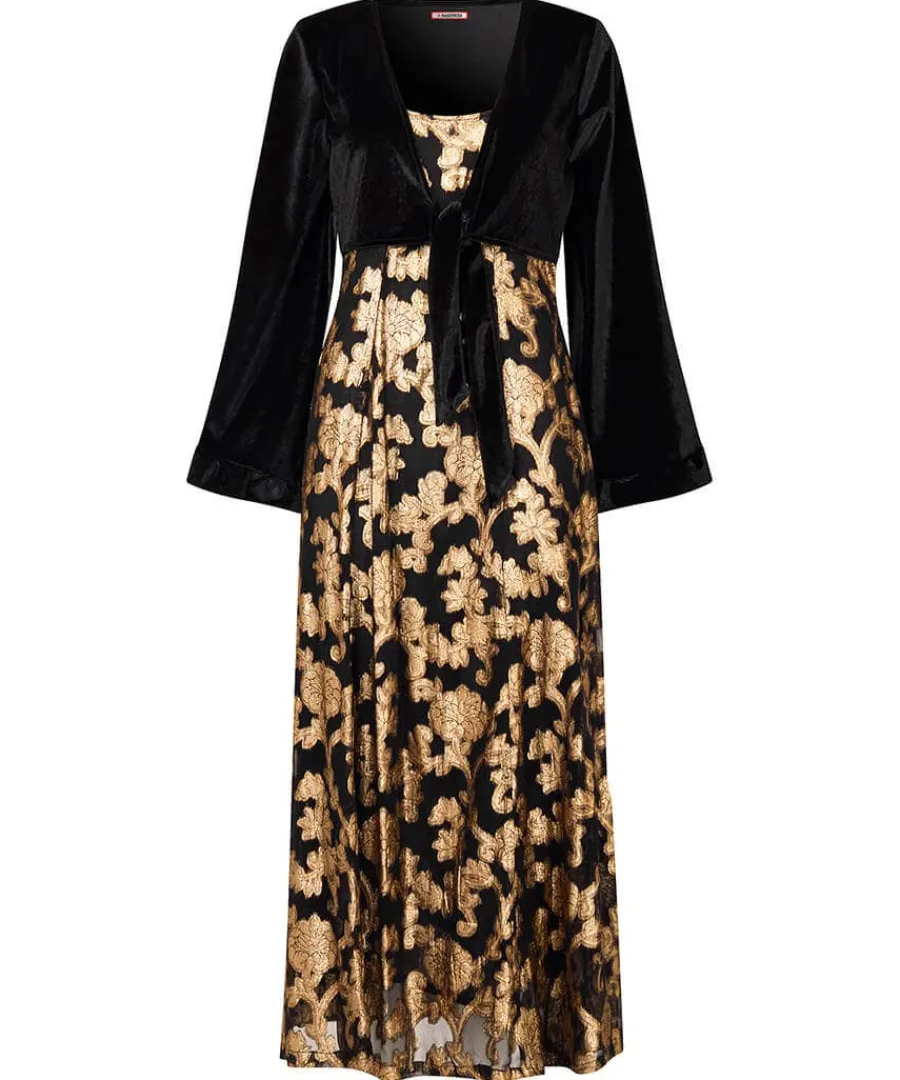 belle_jaquard_and_velvet__0.webp Online Joe Browns Belle Jaquard And Velvet Dress Black