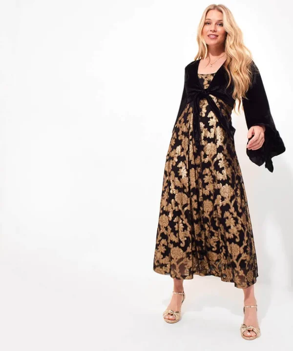 Online Joe Browns Belle Jaquard And Velvet Dress Black