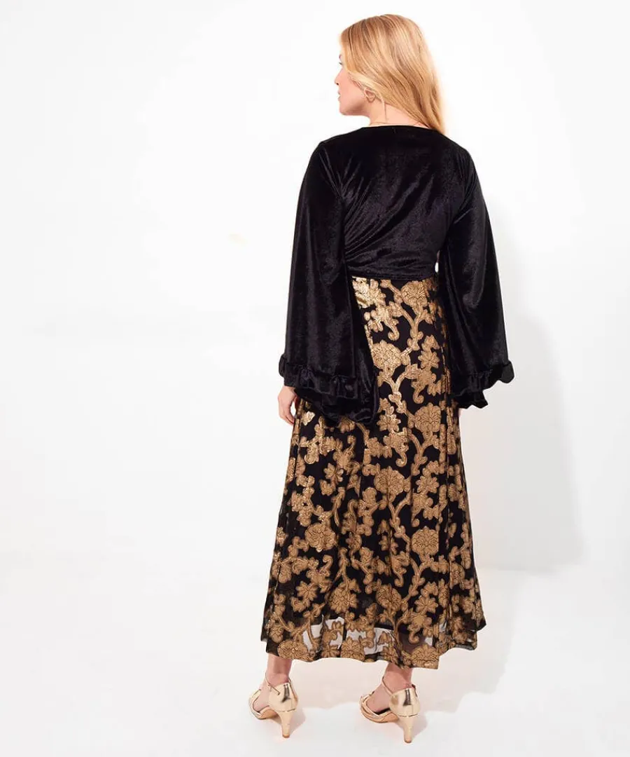 belle_jaquard_and_velvet__3.webp Online Joe Browns Belle Jaquard And Velvet Dress Black