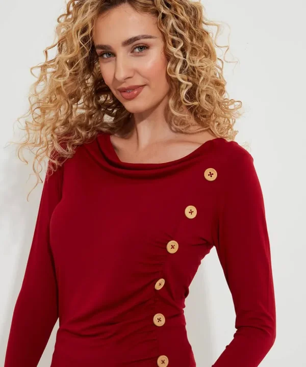 Best Sale Joe Browns Betsey Button Detail Jersey Top Berry