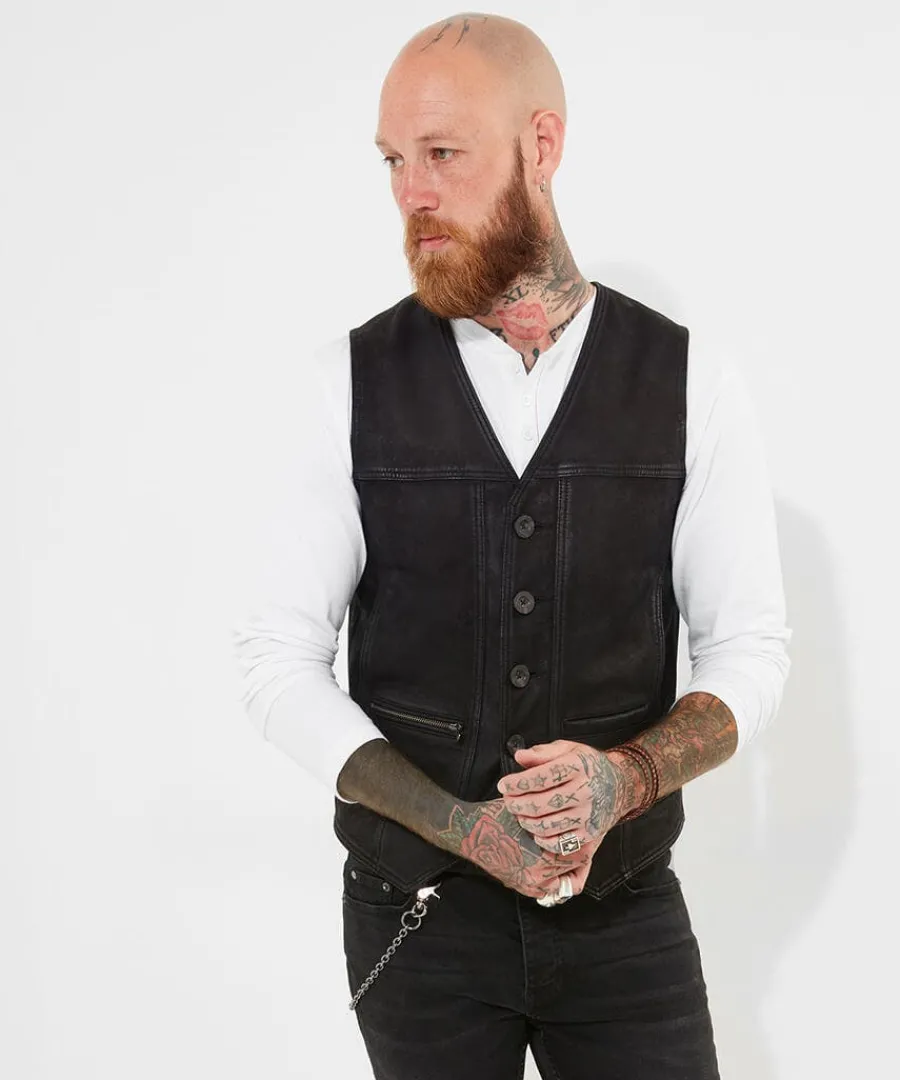 black_leather_waistcoat_2.webp Sale Joe Browns Leather Waistcoat Black