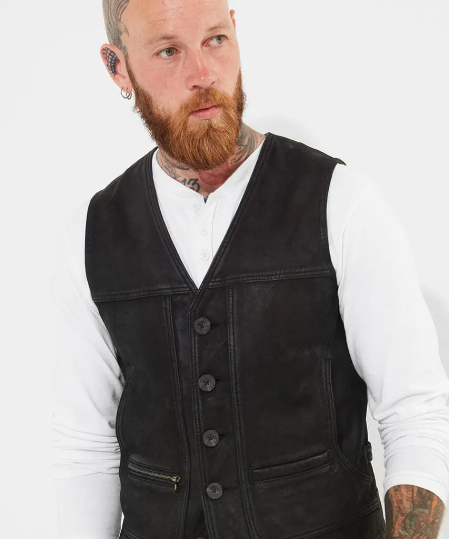 black_leather_waistcoat_3.webp Sale Joe Browns Leather Waistcoat Black