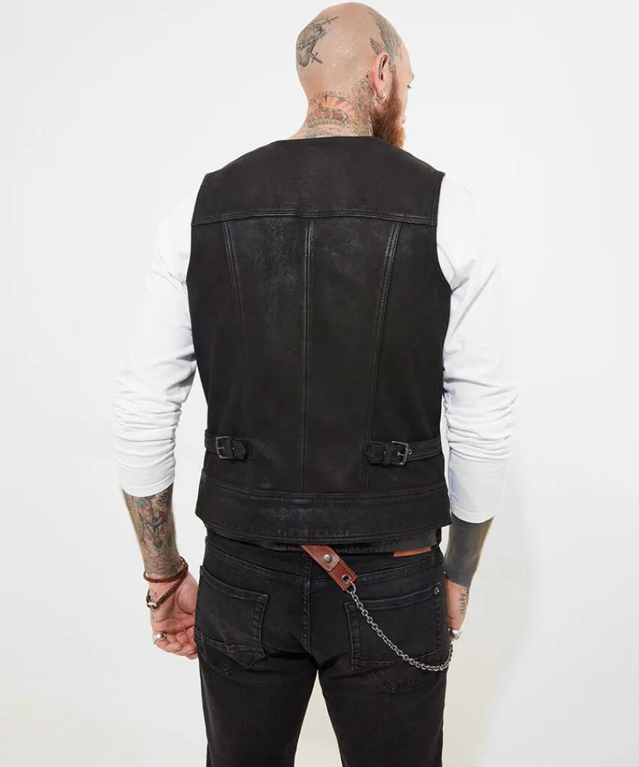 black_leather_waistcoat_4.webp Sale Joe Browns Leather Waistcoat Black