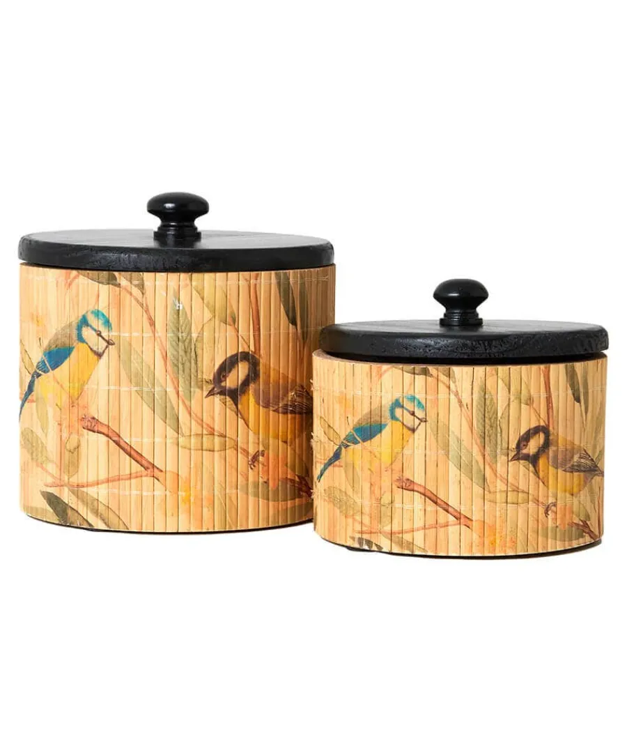 blissful_british_birds_ba_0.webp Online Joe Browns Blissful British Birds Bamboo Storage Jars Brown