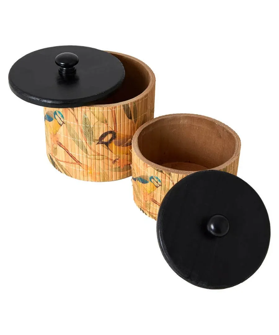 blissful_british_birds_ba_1.webp Online Joe Browns Blissful British Birds Bamboo Storage Jars Brown