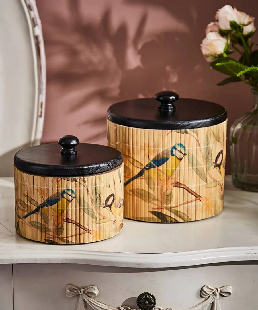 blissful_british_birds_ba_2.webp Online Joe Browns Blissful British Birds Bamboo Storage Jars Brown