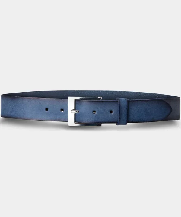 Best Joe Browns Blue Wash Men's Leather Belt Washed Blue