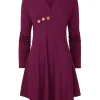 Hot Joe Browns Button Detail Jersey Tunic Top Berry