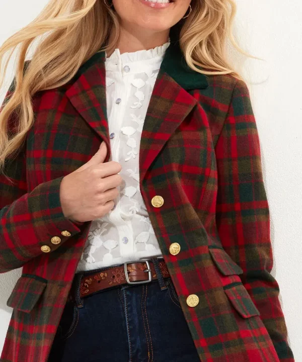 Discount Joe Browns Camilla Checked Longline Coat Red
