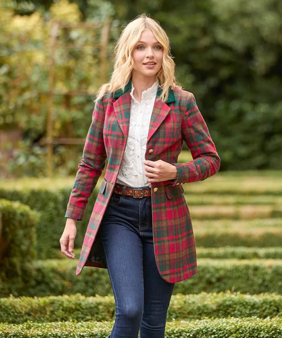 camilla_checked_longline__5.webp Discount Joe Browns Camilla Checked Longline Coat Red