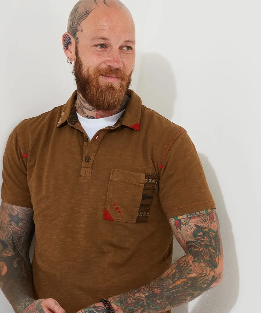 casually_customised_polo__3.webp Hot Joe Browns Casually Customised Polo Shirt Brown