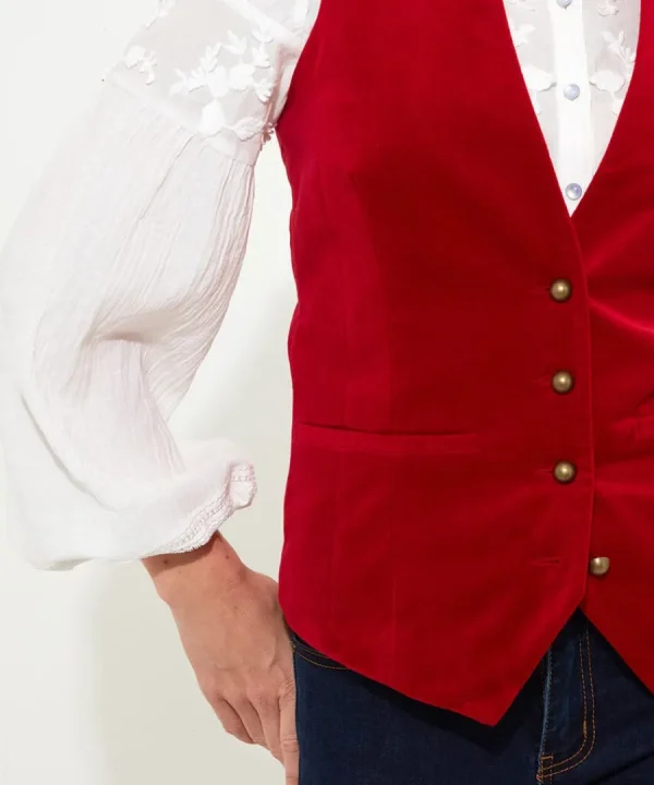 Shop Joe Browns Charming Velvet Waistcoat Red
