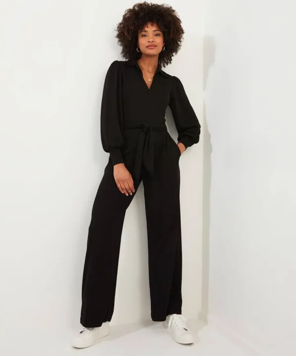 Fashion Joe Browns Charming Zipped Jumpsuit Black / Blue