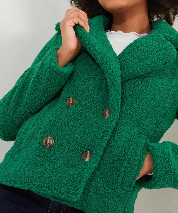Cheap Joe Browns Cosy And Cute Teddy Jacket Green / Ochre