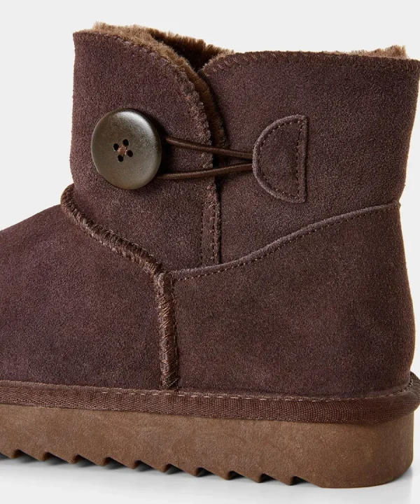 Discount Joe Browns Cosy Button Trim Suede Boots Dark Brown