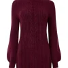 Hot Joe Browns Cosy Cable Jumper Dress Berry