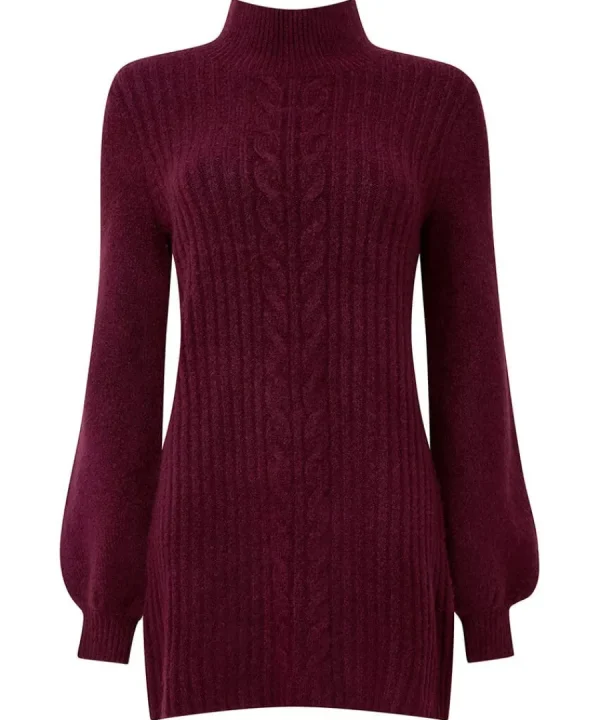Hot Joe Browns Cosy Cable Jumper Dress Berry