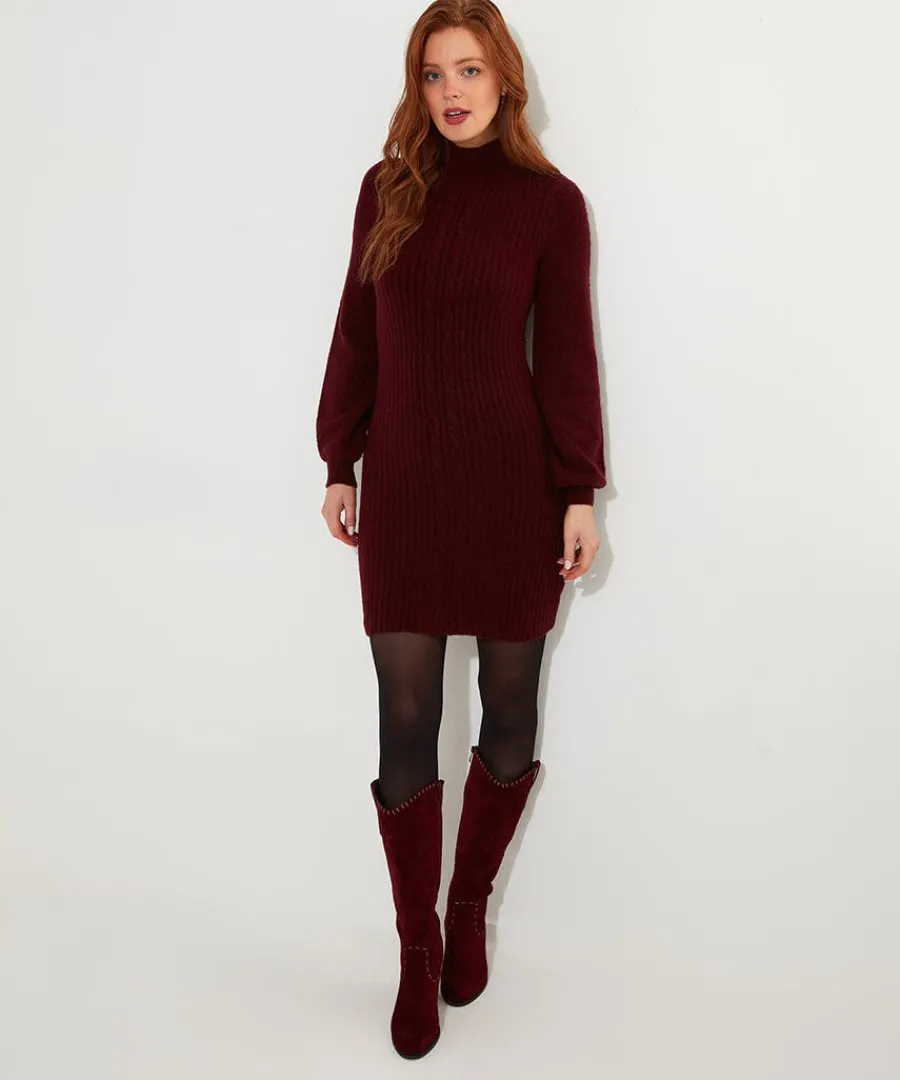 cosy_cable_jumper_dress_2.webp Hot Joe Browns Cosy Cable Jumper Dress Berry