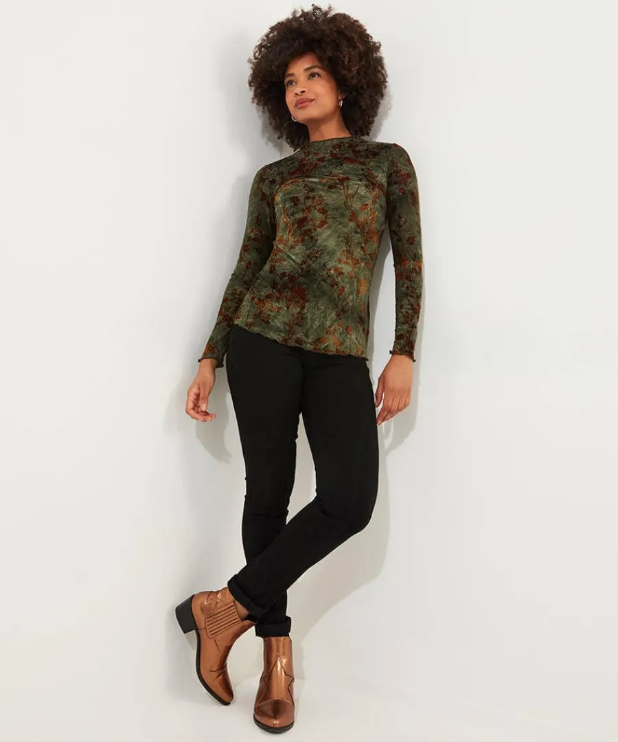 danielle_flocked_top_1.webp Shop Joe Browns Danielle Flocked Top Green