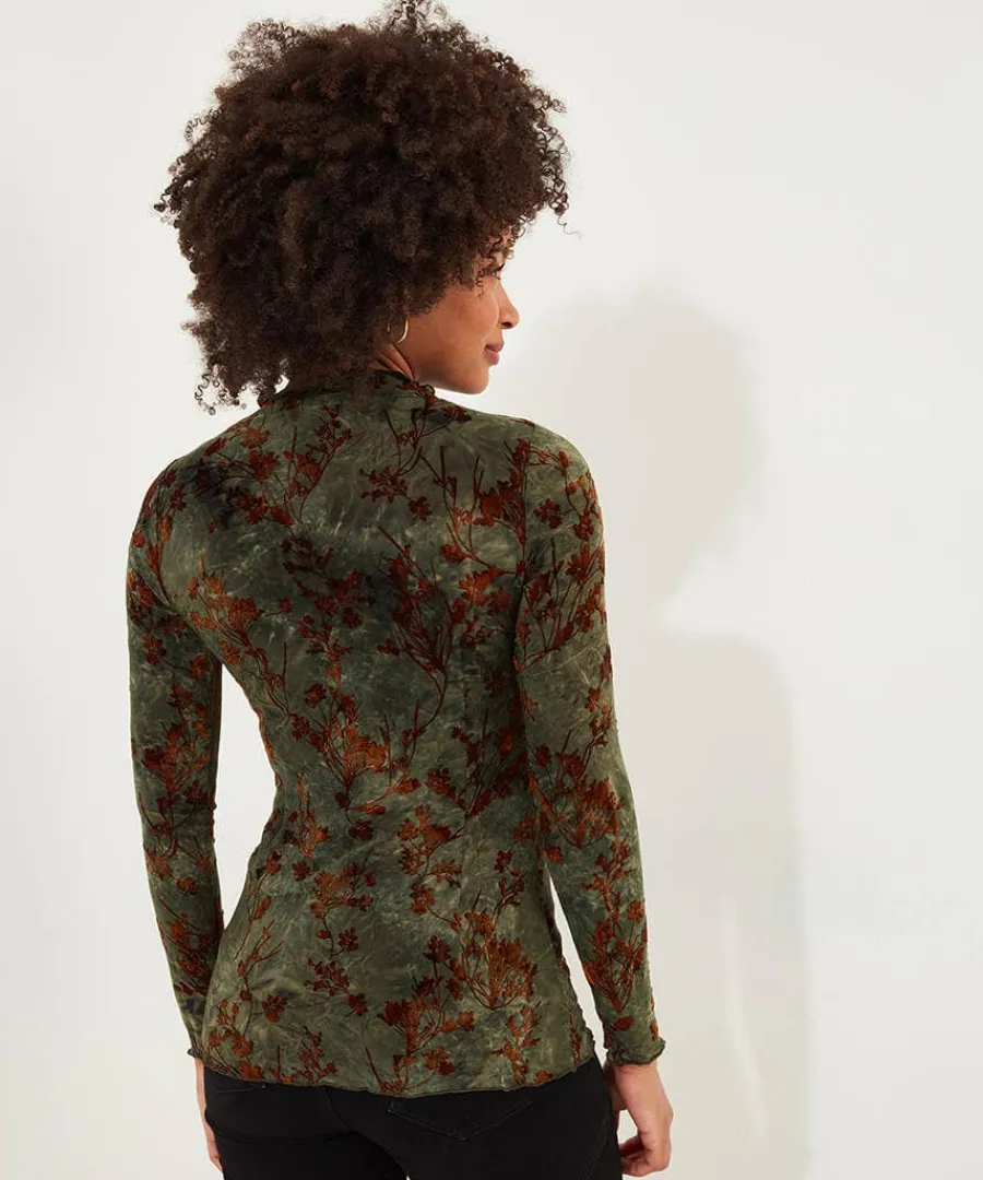 danielle_flocked_top_2.webp Shop Joe Browns Danielle Flocked Top Green