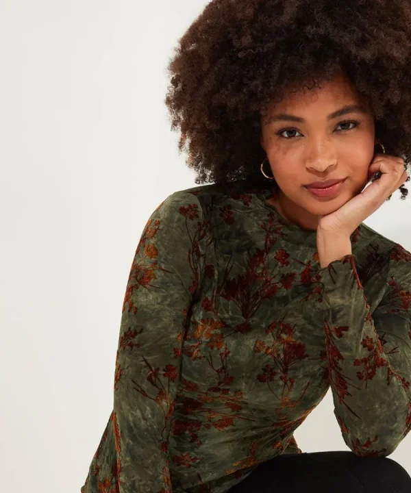 Shop Joe Browns Danielle Flocked Top Green