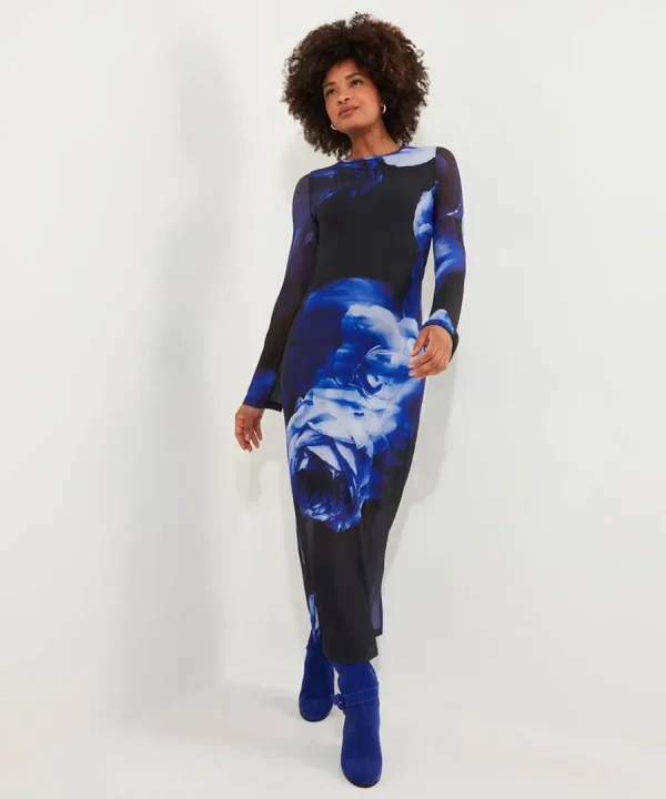 Hot Joe Browns Dare To Be Different Mesh Dress Blue