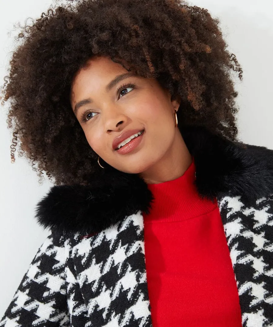 darling_dogstooth_coat_2.webp Discount Joe Browns Darling Dogstooth Coat Black / White