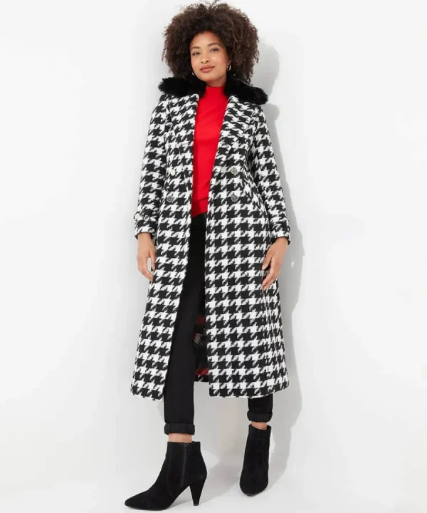 Discount Joe Browns Darling Dogstooth Coat Black / White