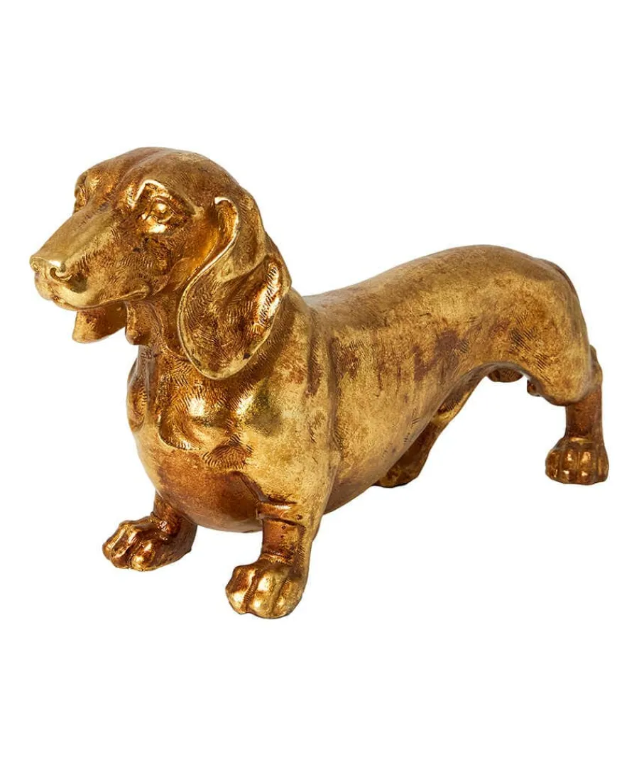 dashing_dachshund_figurin_1.webp Discount Joe Browns Dashing Dachshund Figurine Antique Gold