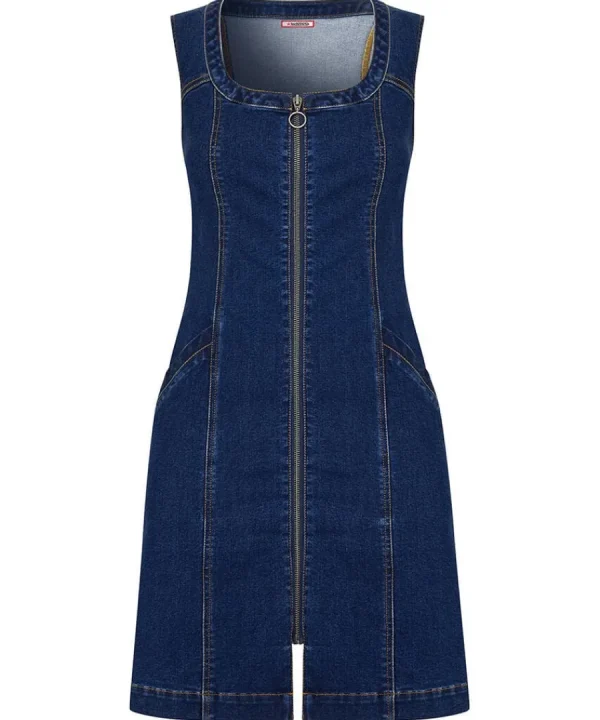 Hot Joe Browns Dawn Denim Zip Through Pinafore Blue