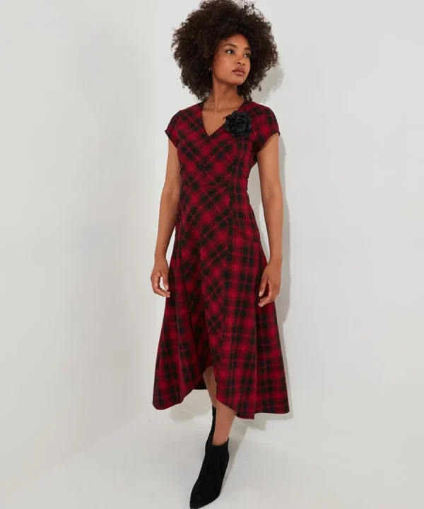 Online Joe Browns Dixie Check Dress With Corsage Red
