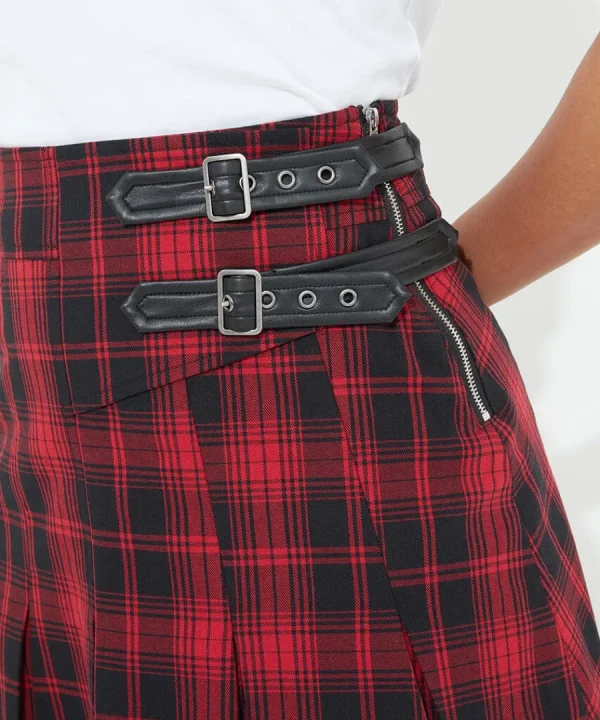 Store Joe Browns Dixie Check Pleated Skirt Red