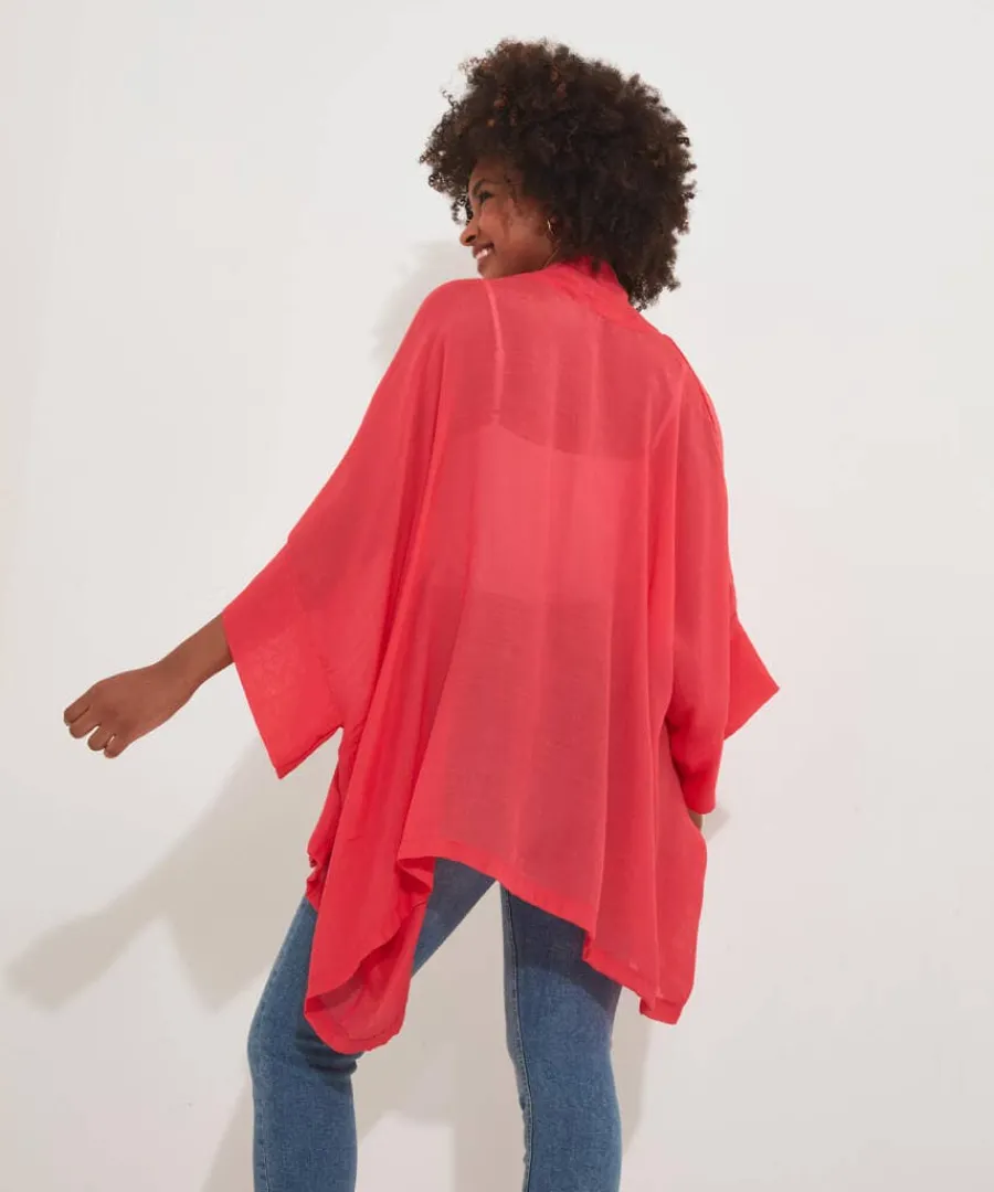 easy_breezy_kimono_2.webp Sale Joe Browns Easy Breezy Kimono Flamingo / White