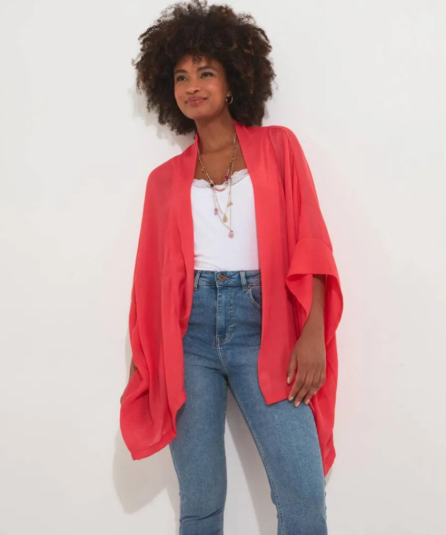 easy_breezy_kimono_3.webp Sale Joe Browns Easy Breezy Kimono Flamingo / White