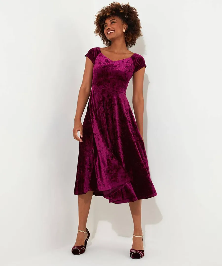 ellie_vintage_velour_dres_1.webp Fashion Joe Browns Ellie Vintage Velour Dress Berry