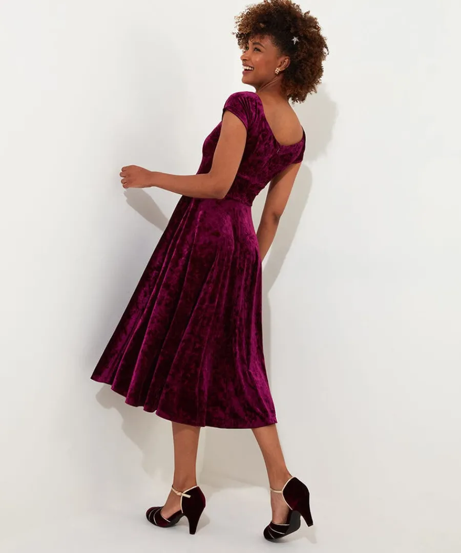 ellie_vintage_velour_dres_3.webp Fashion Joe Browns Ellie Vintage Velour Dress Berry