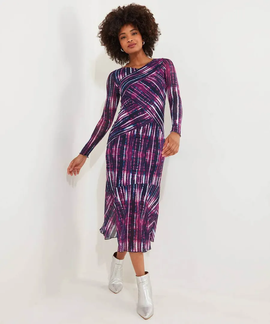 elsa_printed_mesh_dress_2.webp Sale Joe Browns Elsa Printed Mesh Dress Purple