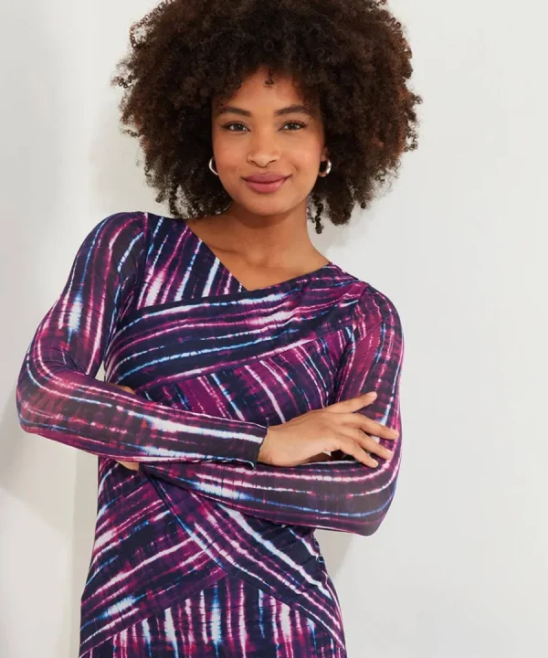 Sale Joe Browns Elsa Printed Mesh Dress Purple