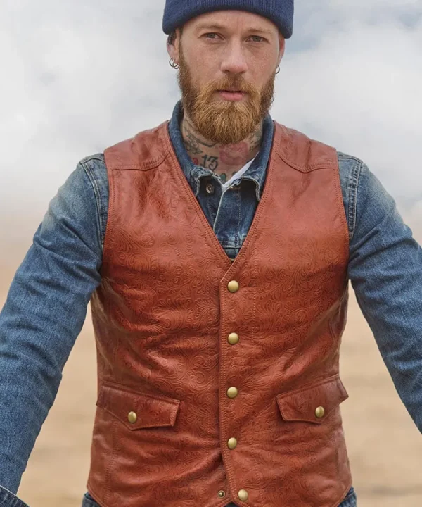 Best Joe Browns Embossed Leather Waistcoat Brick