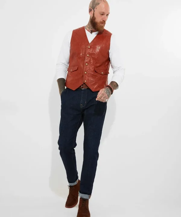 Best Joe Browns Embossed Leather Waistcoat Brick