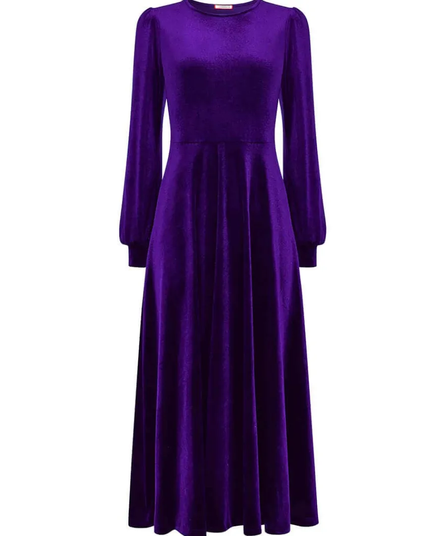 etta_velour_dress_0.webp Online Joe Browns Etta Velour Dress Purple / Teal