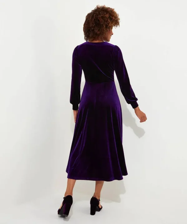 Online Joe Browns Etta Velour Dress Purple / Teal