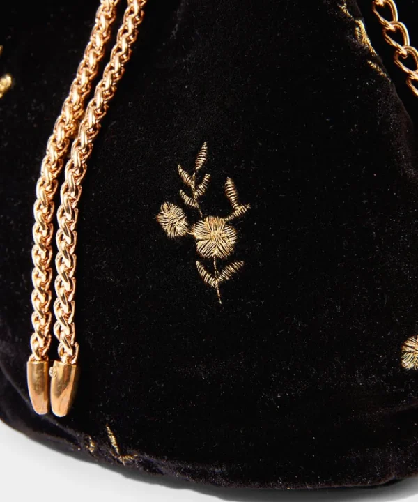 New Joe Browns Evening Rose Velvet Bag Black/Gold