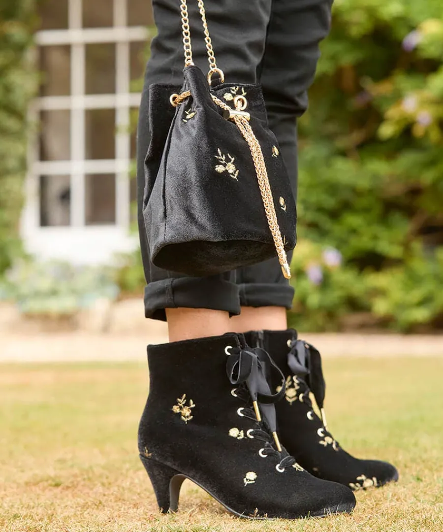 evening_rose_velvet_boots_1.webp Outlet Joe Browns Evening Rose Velvet Boots Black/Gold